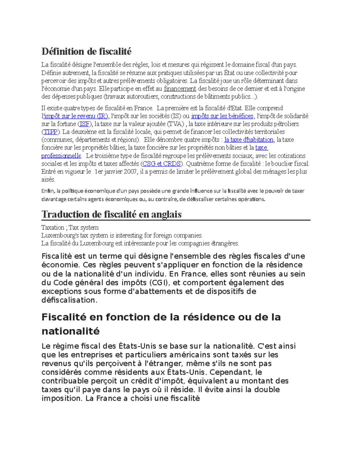 Fiscalité I Termes Clés Objectifs - Définition De Fiscalité La ...