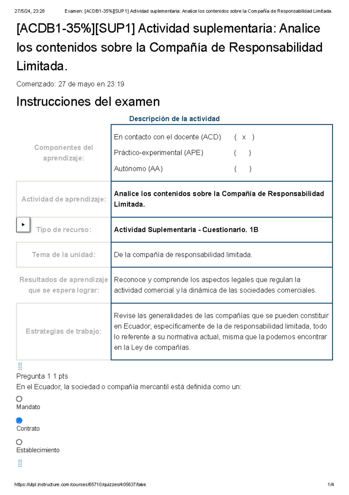 Examen [ACDB 1-35%][SUP 1] Actividad Suplementaria Analice Los ...