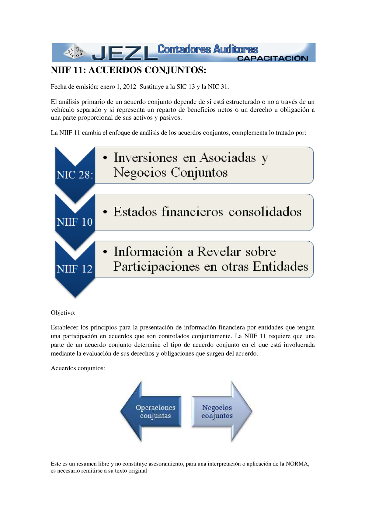 NIIF 11 Resumen - Niif - Este Es Un Resumen Libre Y No Constituye ...