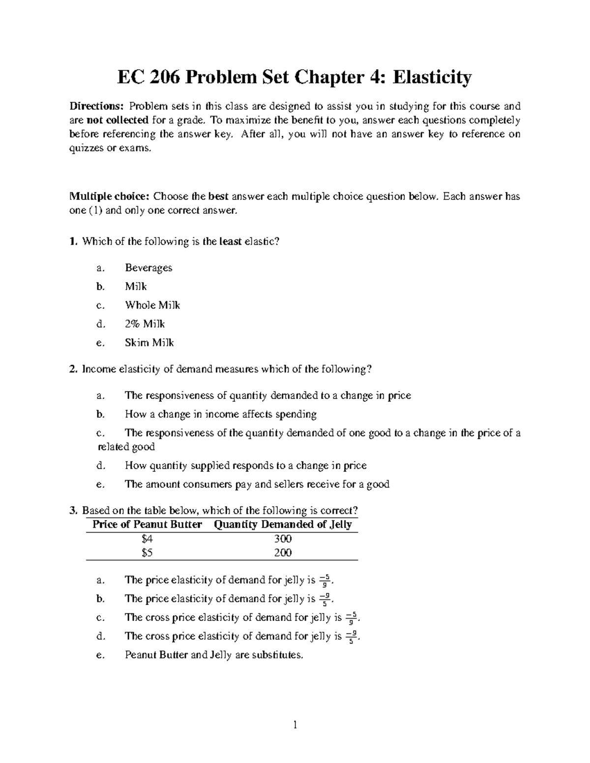 ECON 206 - Problem Set - Chapter 4 - EC 206 Problem Set Chapter 4 ...