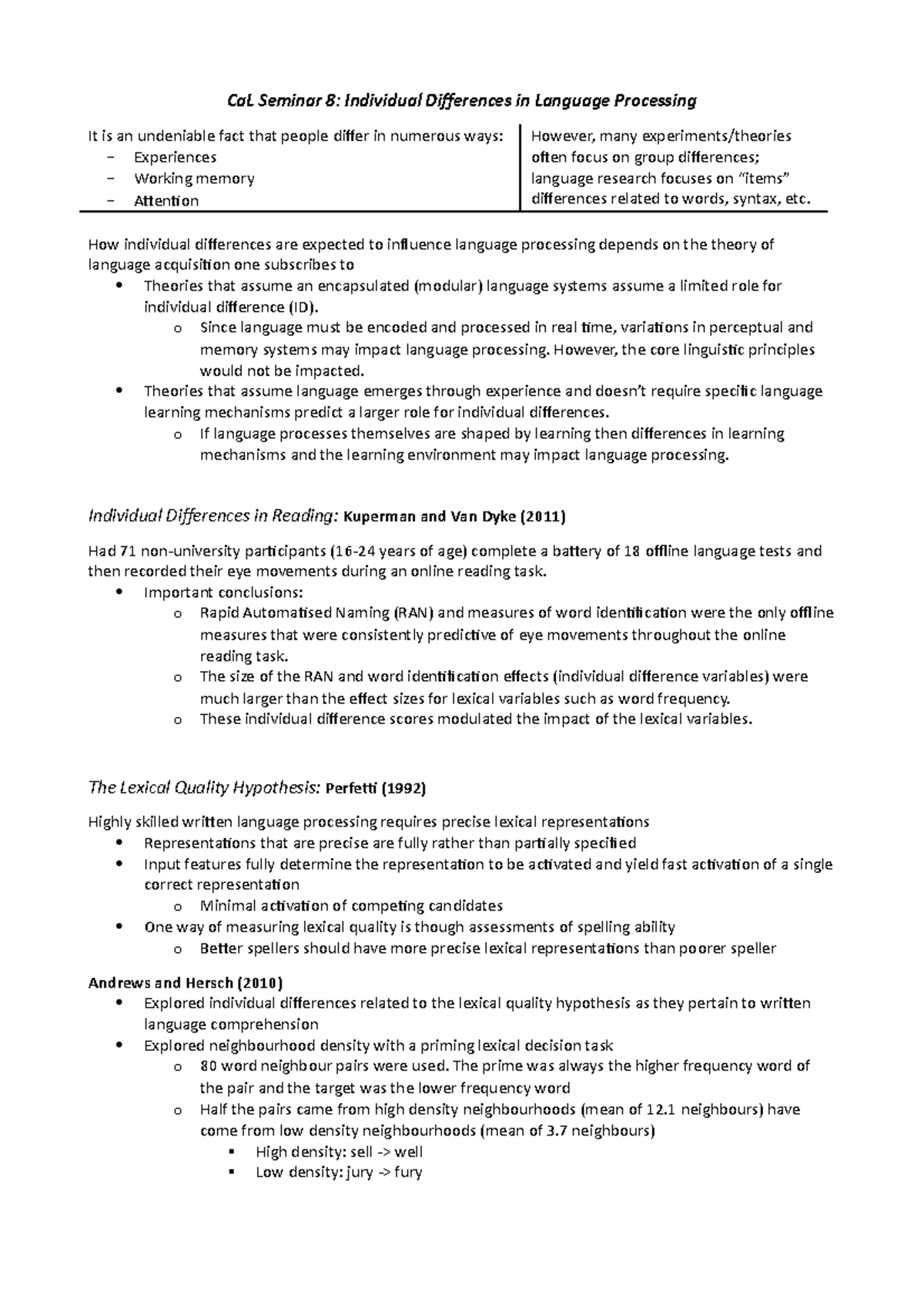 Individual Differences in Language Processing - How individual ...