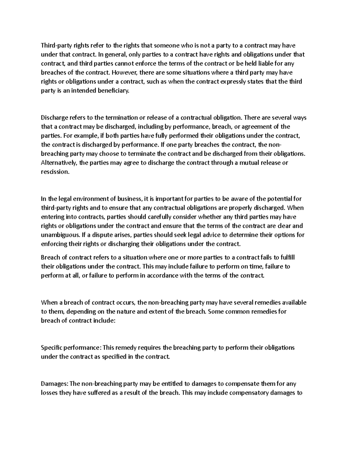 B2 - Notes on third-party rights and discharge and on breach of ...
