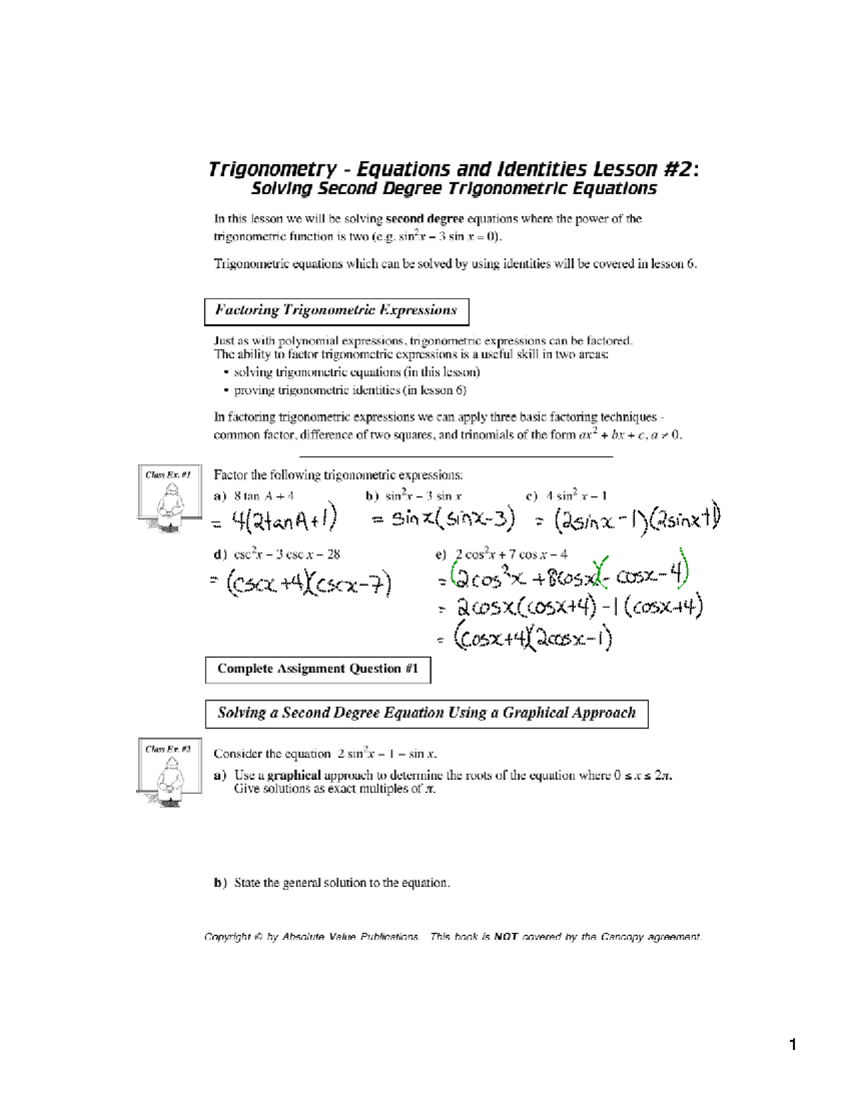 B Trig Equations Lesson 2 - Studocu