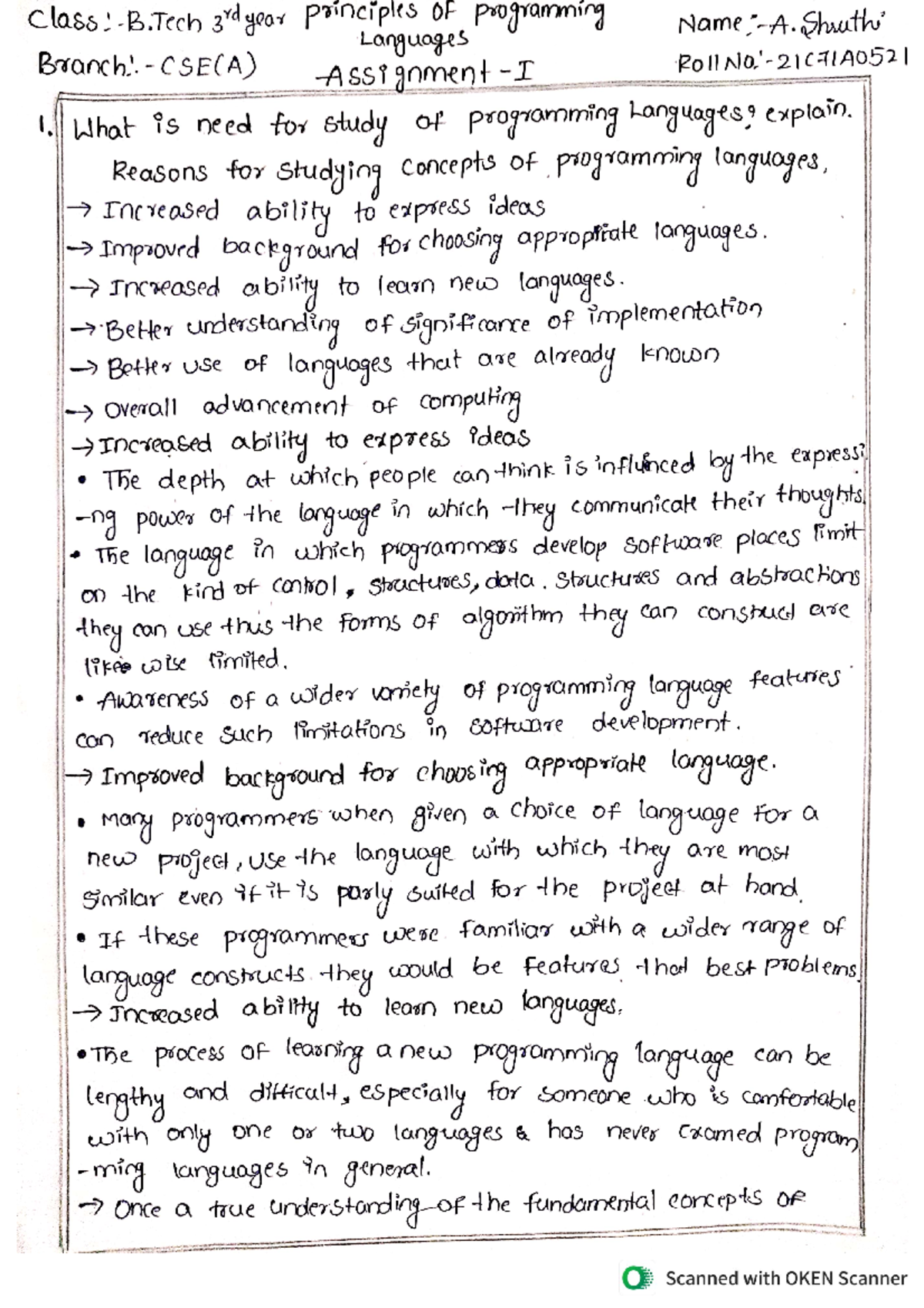 Principles Of Programming Language - class B 3rd year principles OF ...