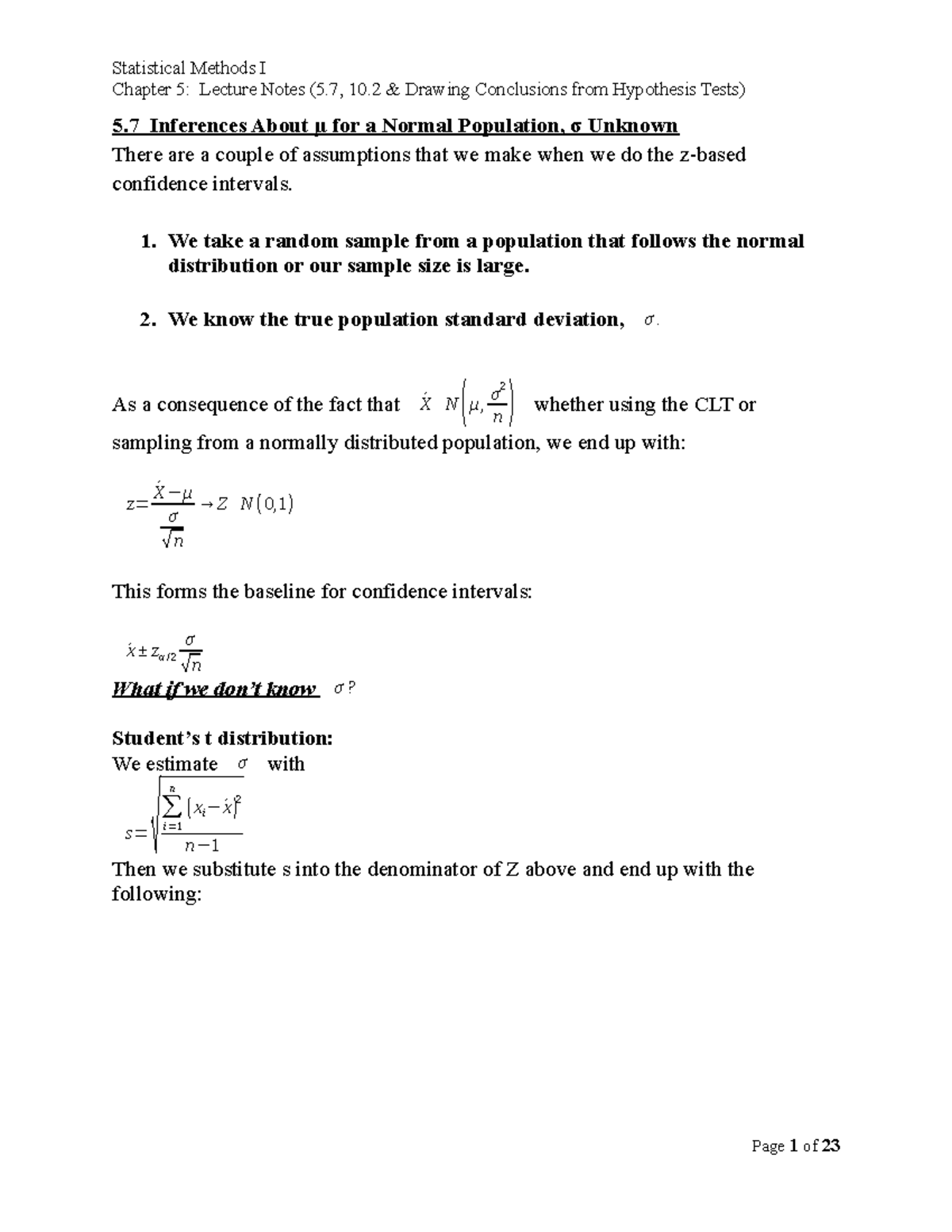 F2019 4013 Ch 5 Part 2 - Lecture Notes 13-14 - Chapter 5: Lecture Notes ...