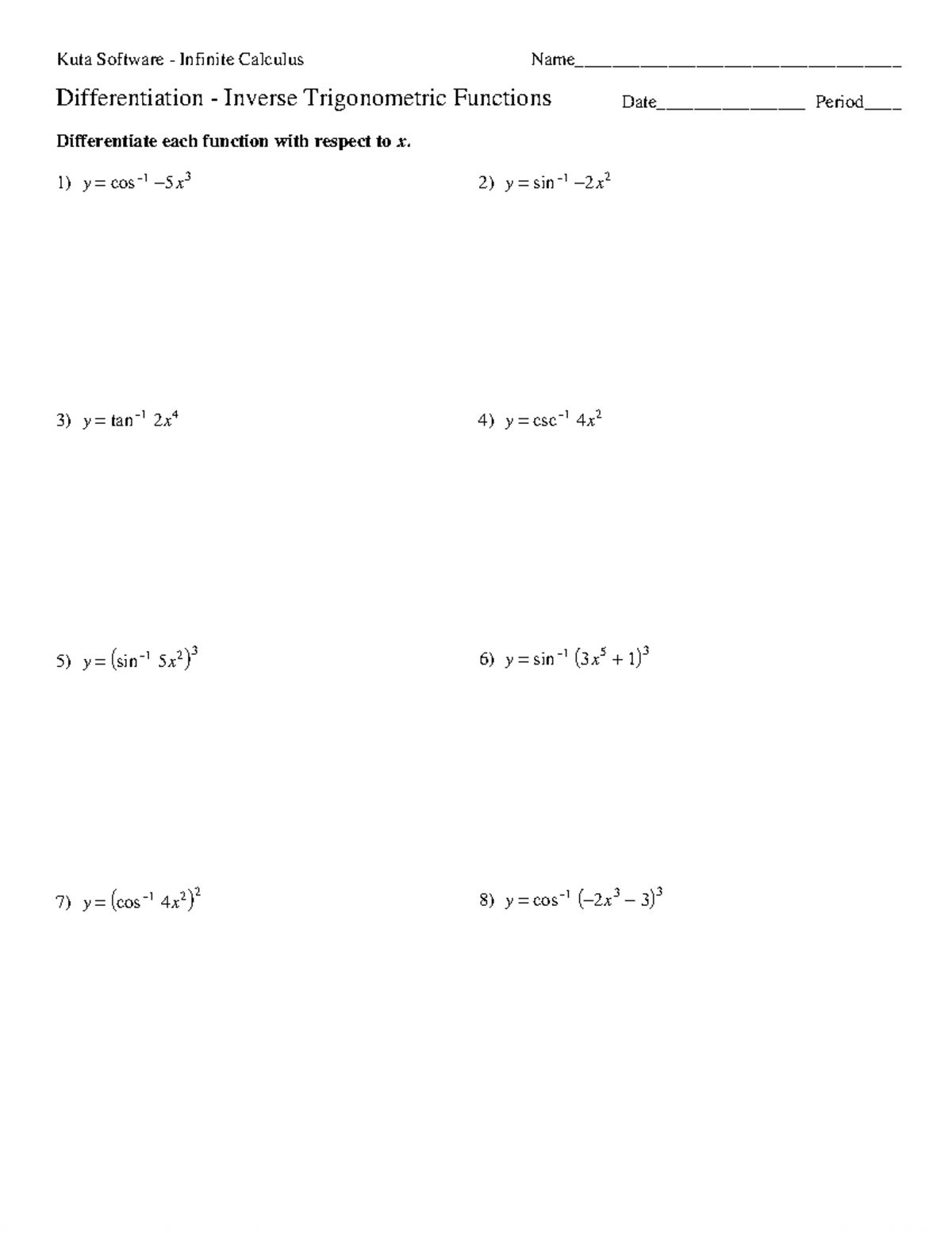 K2-10 - Chain Rule with Inverse Trig - © 9 L 2 d 0 J 1 s 2 x hKLuAtaaf ...