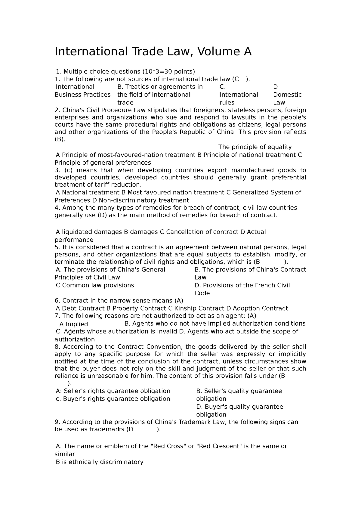 international-trade-commercial-law-exam-international-trade-law-volume-a-multiple-choice