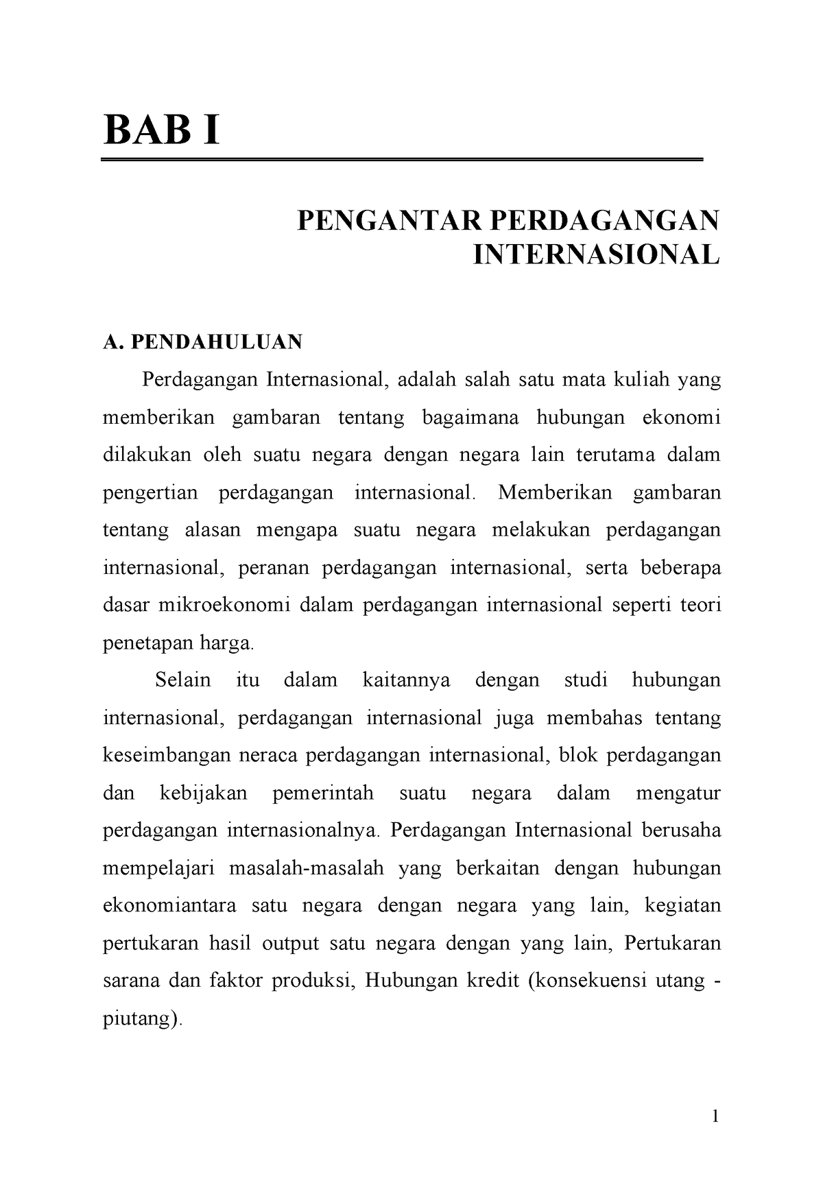 Pengantar Perdagangan Internasional - BAB I PENGANTAR PERDAGANGAN ...