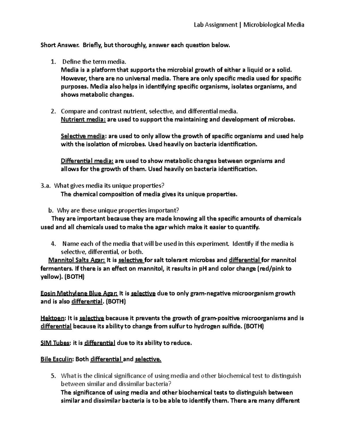 Lab+Assignment+9 MIcrobiological+Media - Lab Assignment ...