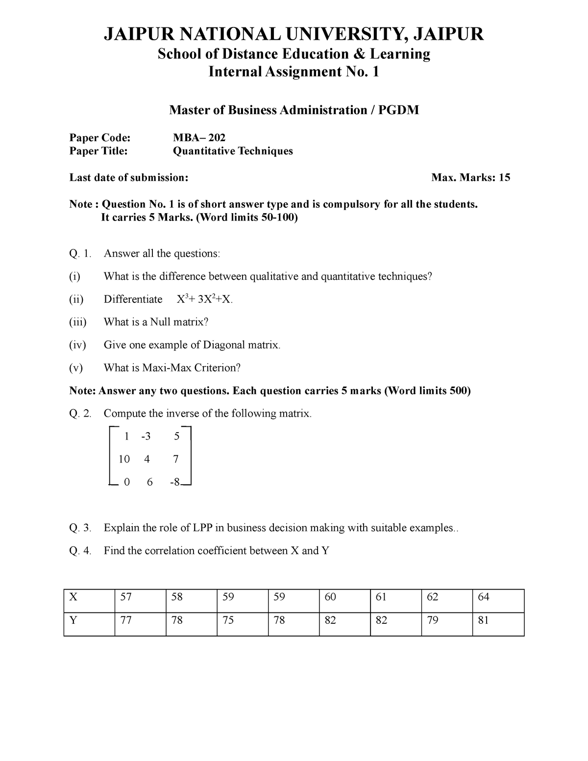 mba 209 assignment