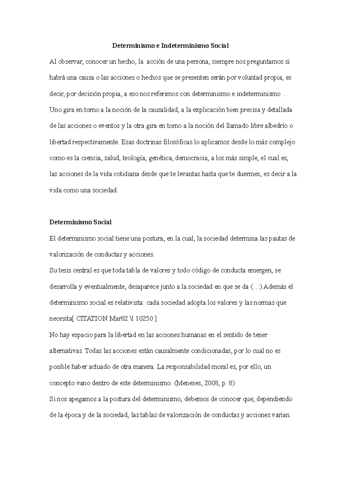 Determinismo e Indeterminismo Social 1 - Uno gira en torno a la noción ...