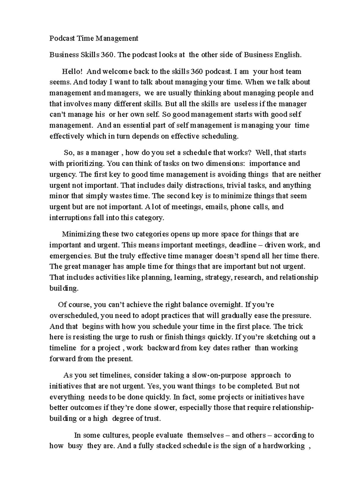 Podcast Time Management Bexultan Podcast Time Management Business