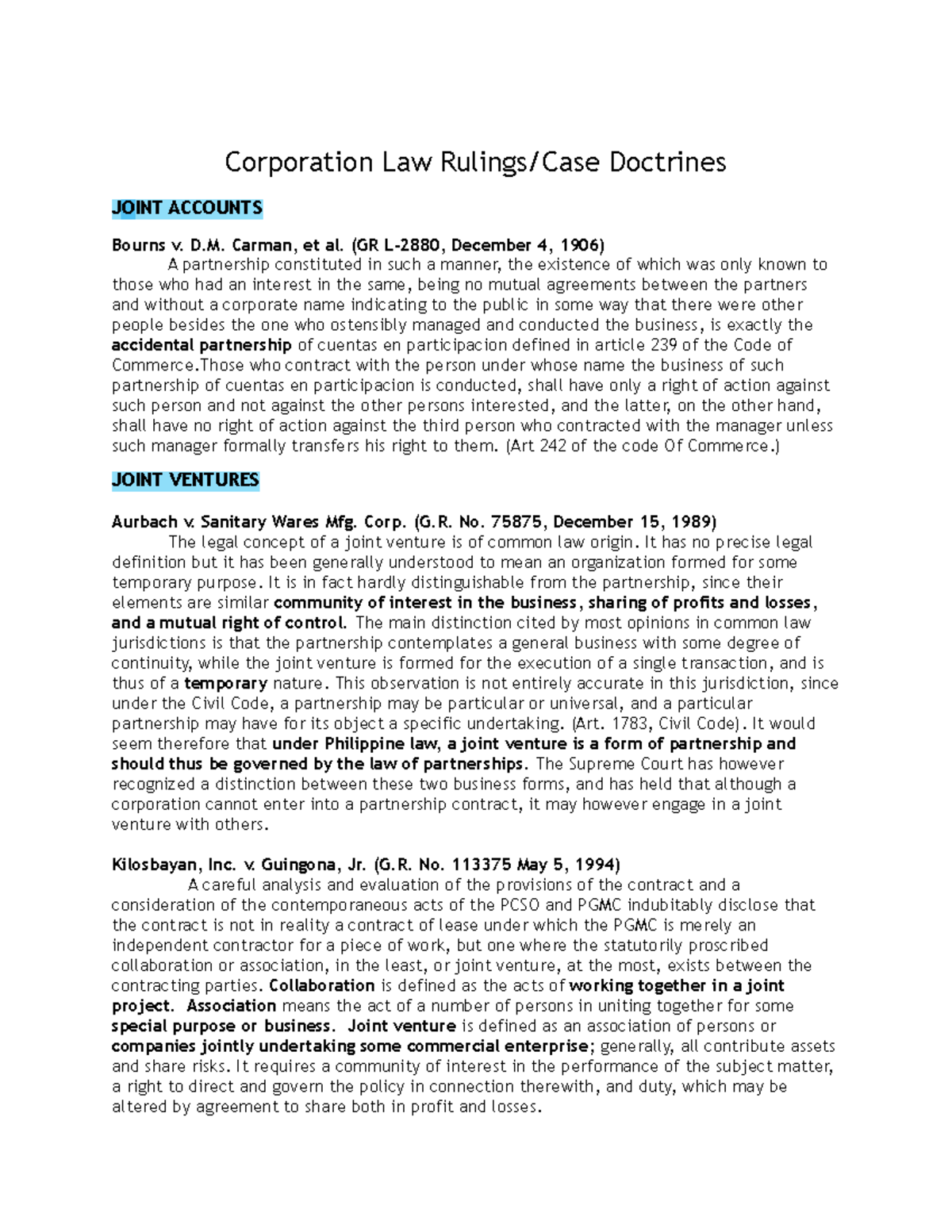 CL Case-Doctrines-from-I-to-XII-WITH- Labels - Corporation Law Rulings ...