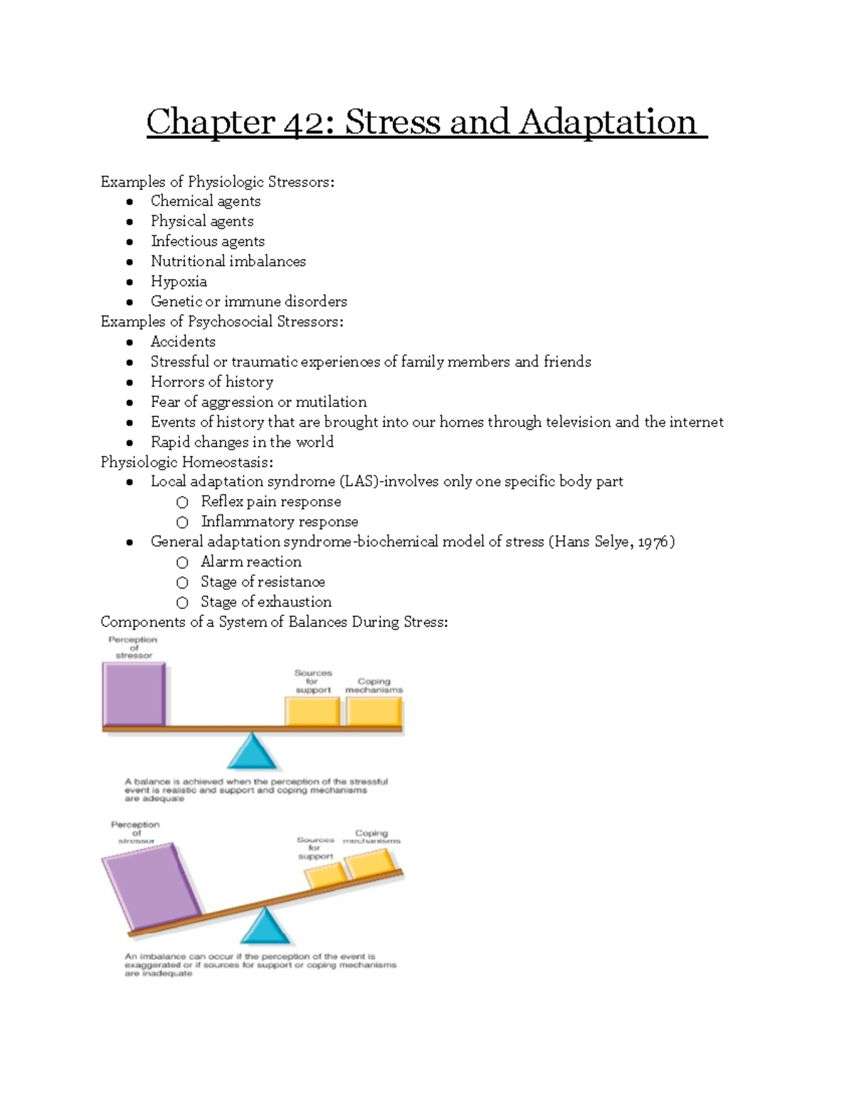 Chapter 42 Notes - Mrs. Karen Bridgeforth - Chapter 42: Stress and ...