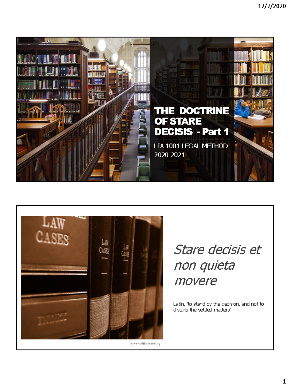 THE Doctrine OF Stare Decisis - Part 1 - THE DOCTRINE OF STARE DECISIS ...