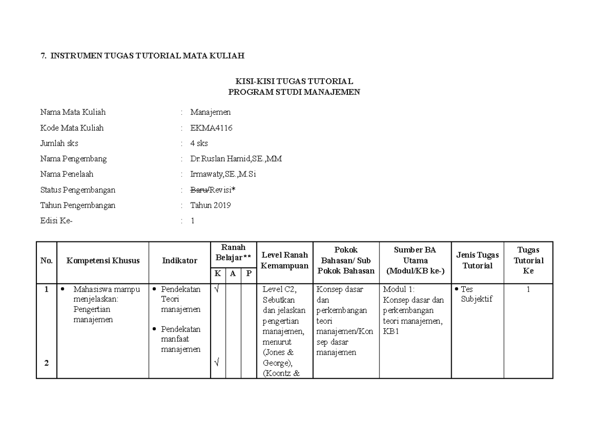 KISI -Soal Final - 7. INSTRUMEN TUGAS TUTORIAL MATA KULIAH KISI-KISI ...