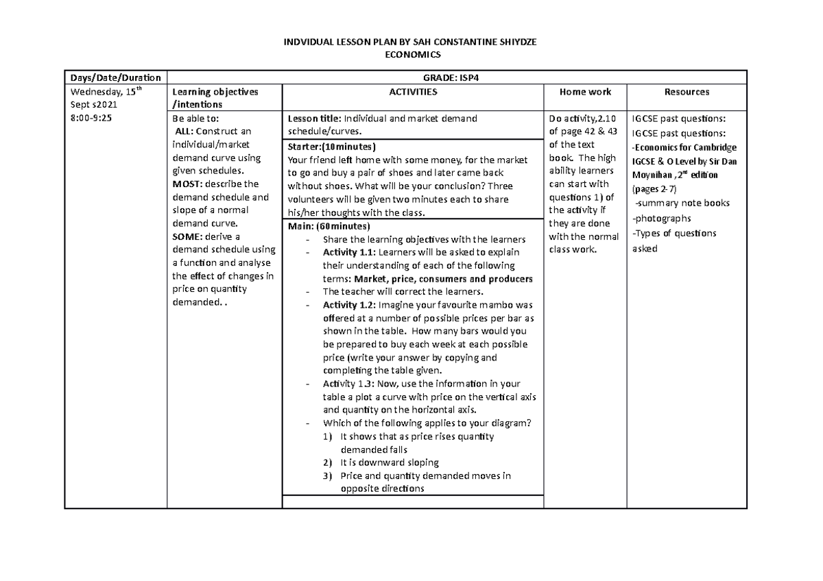 Individual LP1 ISP4 - INDVIDUAL LESSON PLAN BY SAH CONSTANTINE SHIYDZE ...