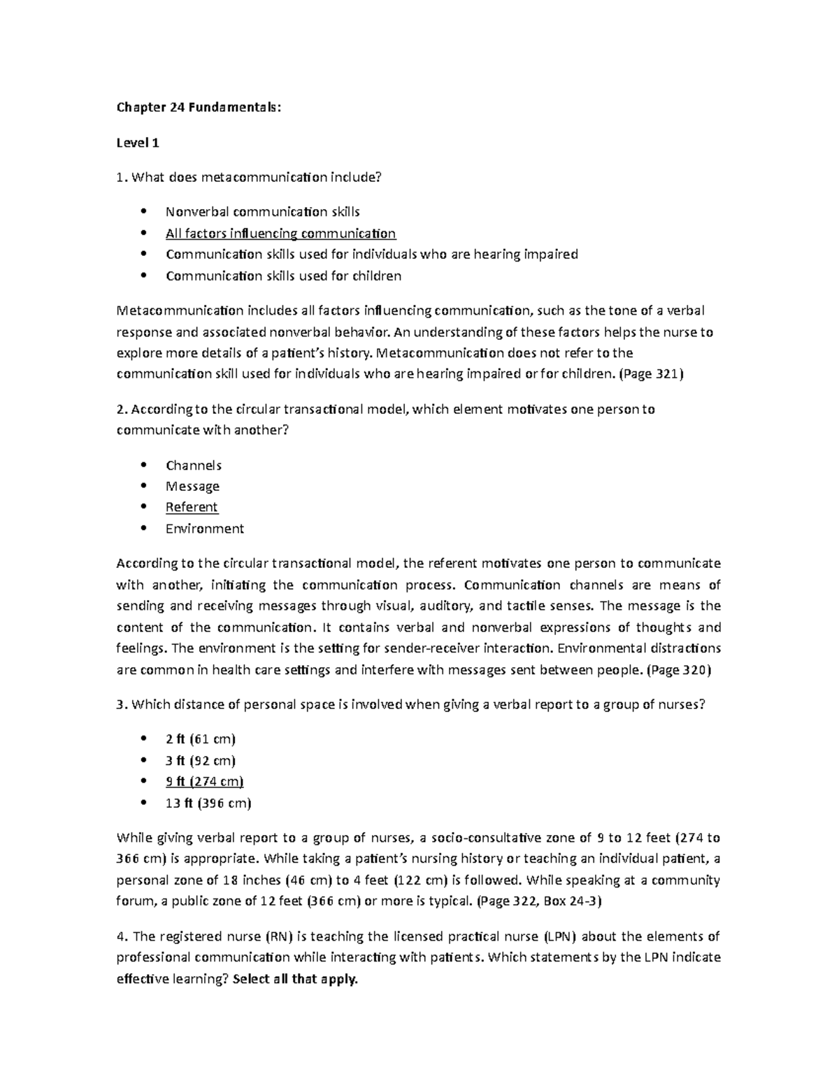 fundamentals of nursing chapter 24 communication quizlet