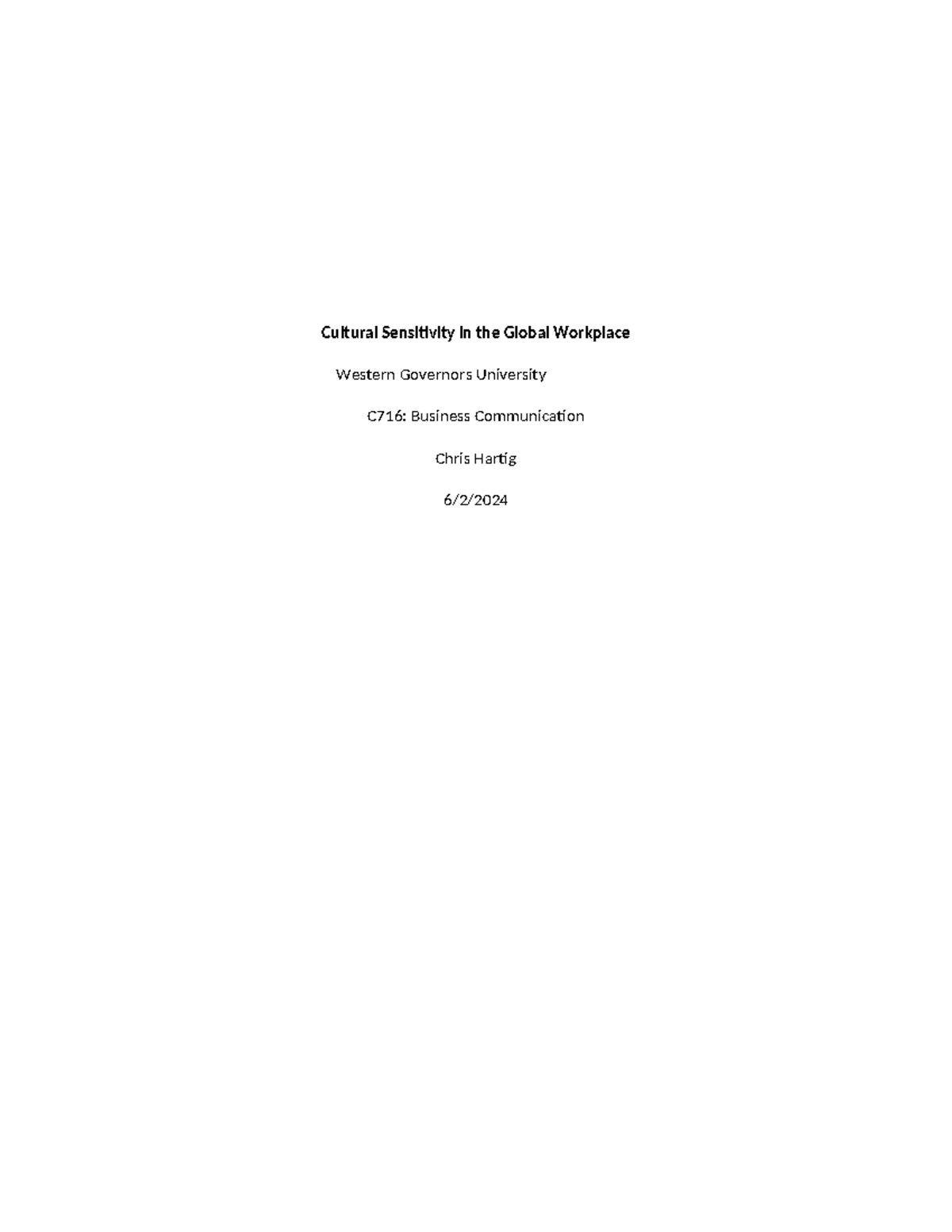 C716 Cultural Sensitivity in the Global Workplace - Cultural ...