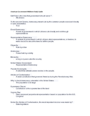 American Government Final Exam Study Guide - American Government Final ...