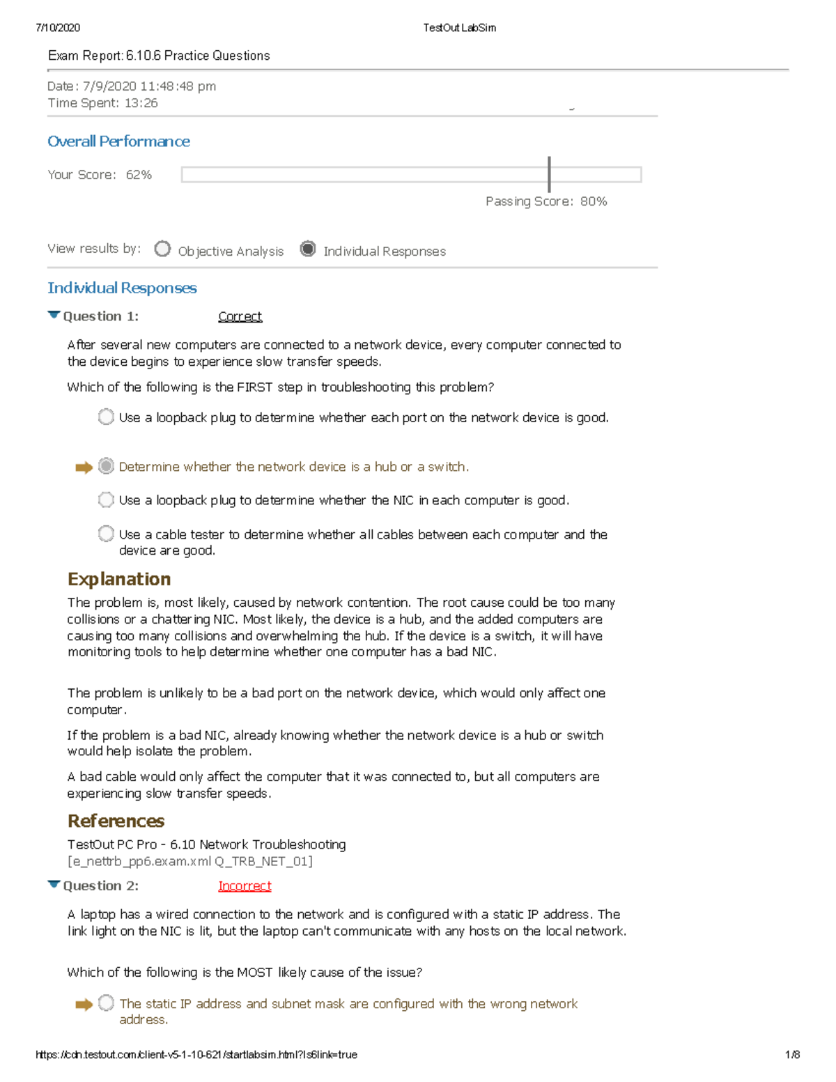 PC Pro- Network troubleshoot - Exam Report: 6.10 Practice Questions ...