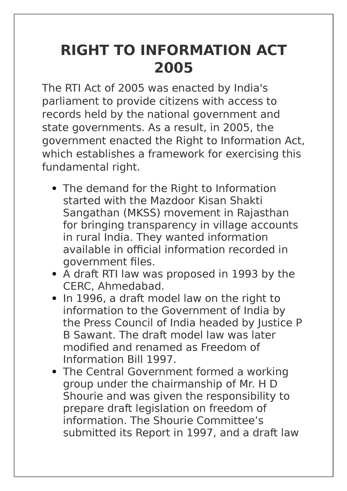 essay on right to information act in 250 words