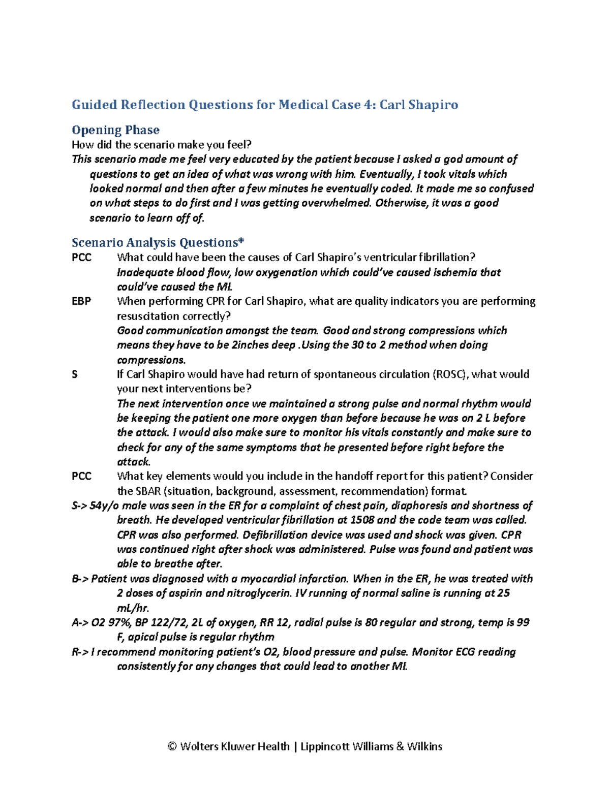 Carl Shapiro Guided Reflection - © Wolters Kluwer Health | Lippincott ...