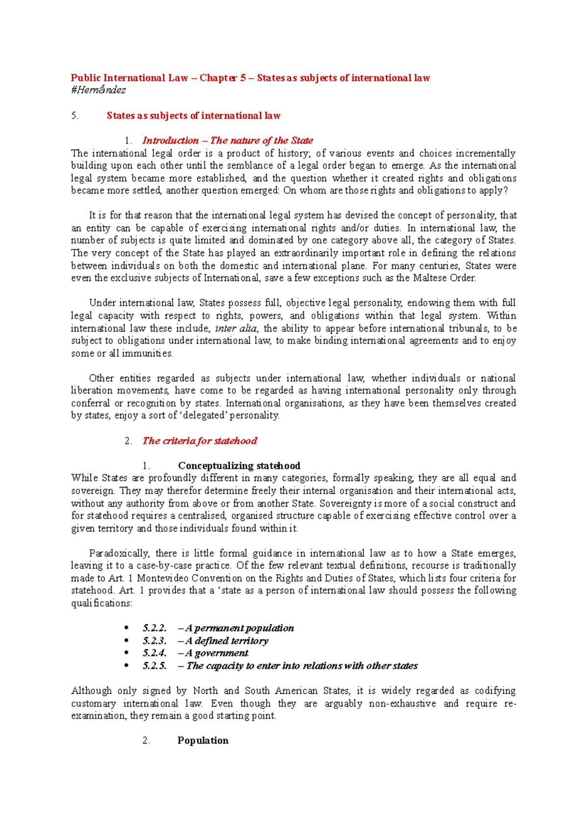 Chapter 5 hernandez subjects sumarised - Public International Law ...