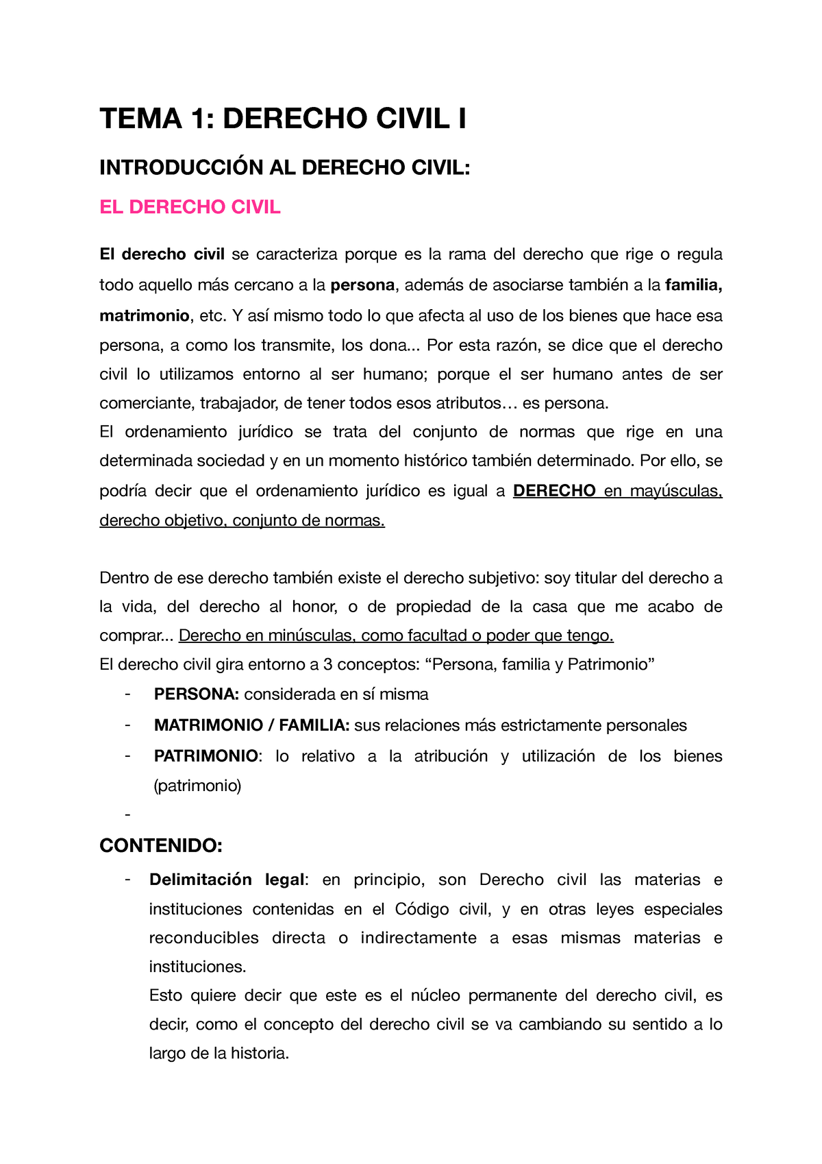 Tema 1 Derecho Civil Tema 1 Derecho Civil I IntroducciÓn Al Derecho Civil El Derecho Civil 3878