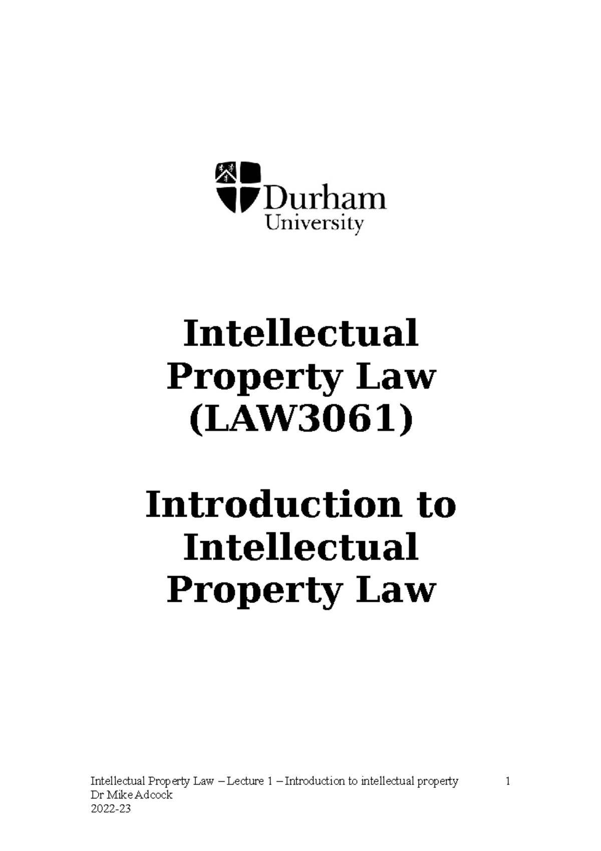 1 Introduction to Intellectual Property - Intellectual Property Law ...