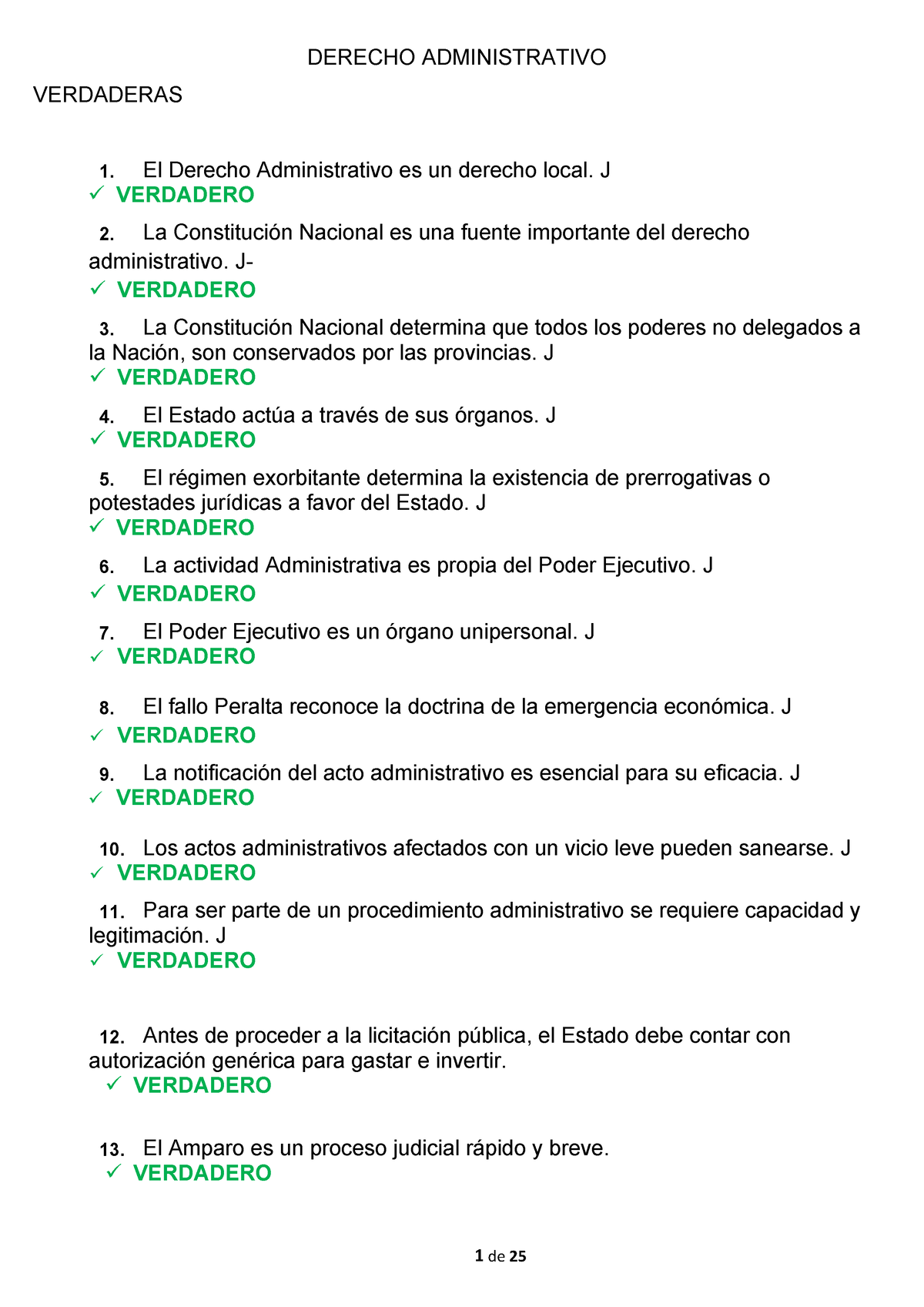 Final Para Derecho Administrativo - DERECHO ADMINISTRATIVO VERDADERAS ...