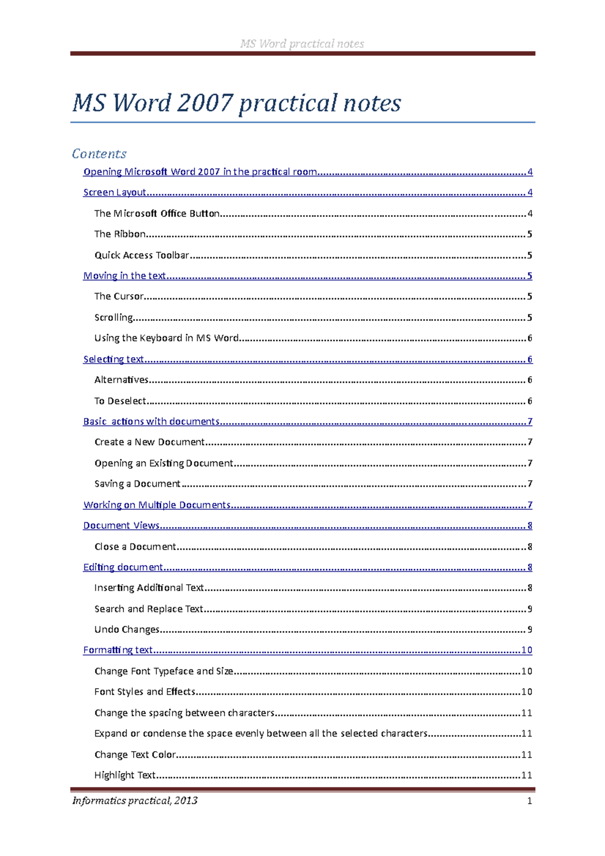 1510739750 microwsoftword - MS Word practical notes MS Word 2007 ...