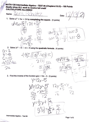 Math 120 Week 4 Assignment - Week 4 Written Assignment Name ...