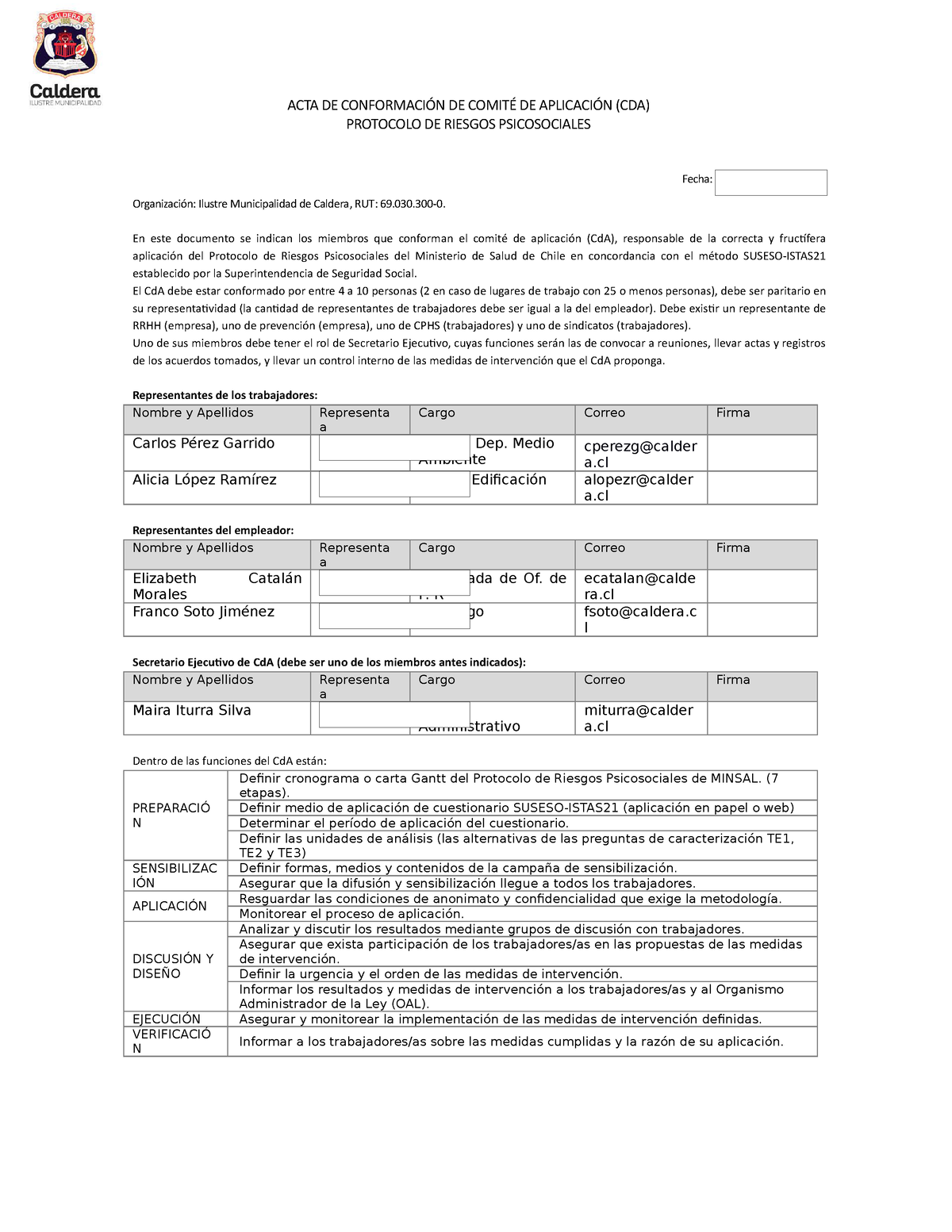 Acta Conformacion Cd A 2022 - ACTA DE CONFORMACIÓN DE COMITÉ DE ...