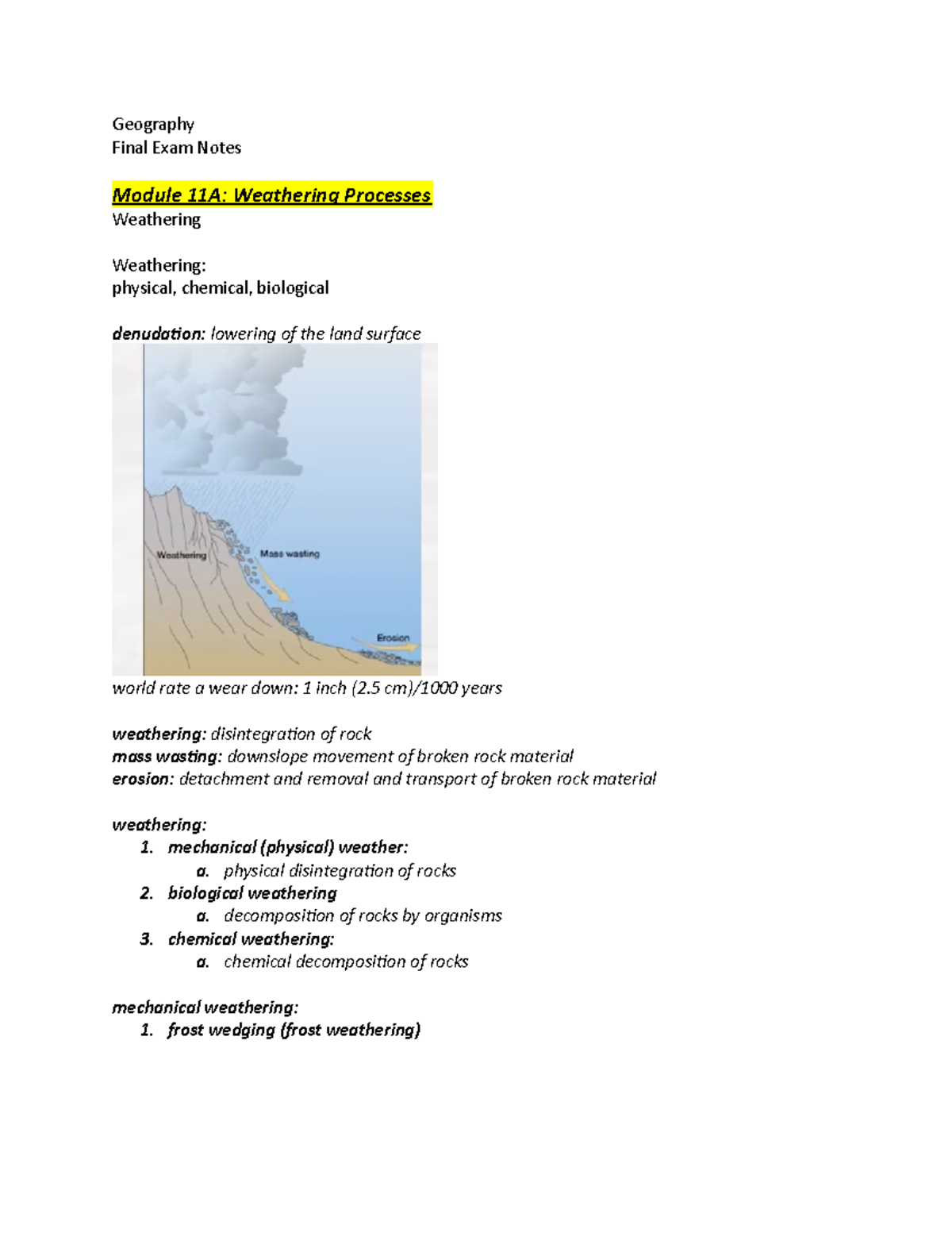 Final exam study guide Geography Final Exam Notes Module 11A