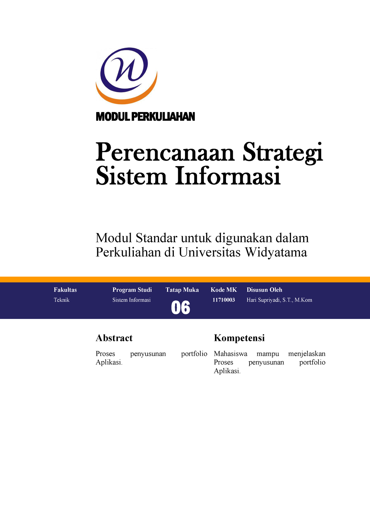 Modul Perencanaan Strategi Sistem Informasi - Portfolio Aplikasi ...