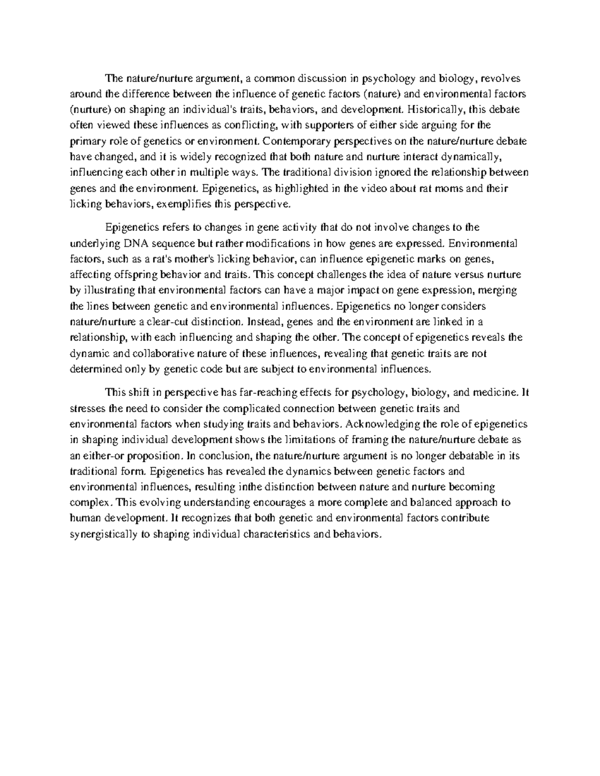 Epigenetics - The nature/nurture argument, a common discussion in ...
