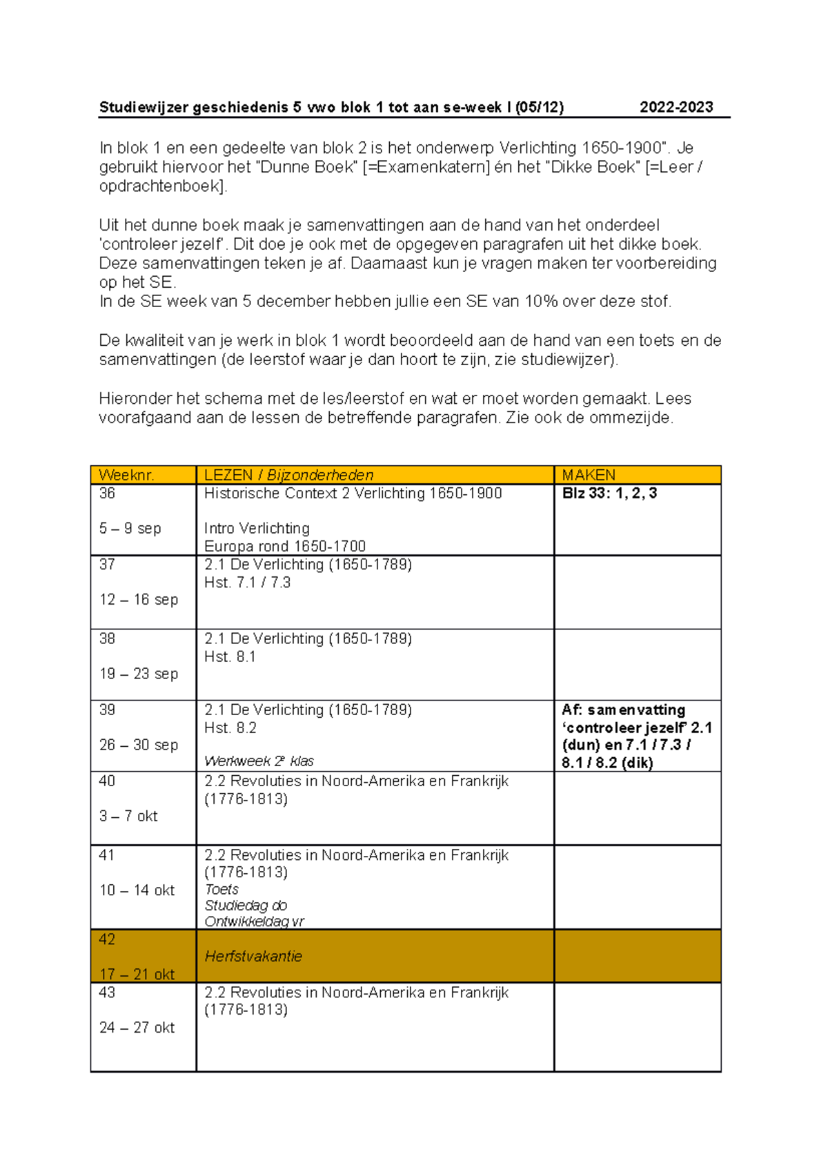 Studiewijzer 5V Blok 1-2 Tot Aan Se I 2022-2023 - Studiewijzer ...