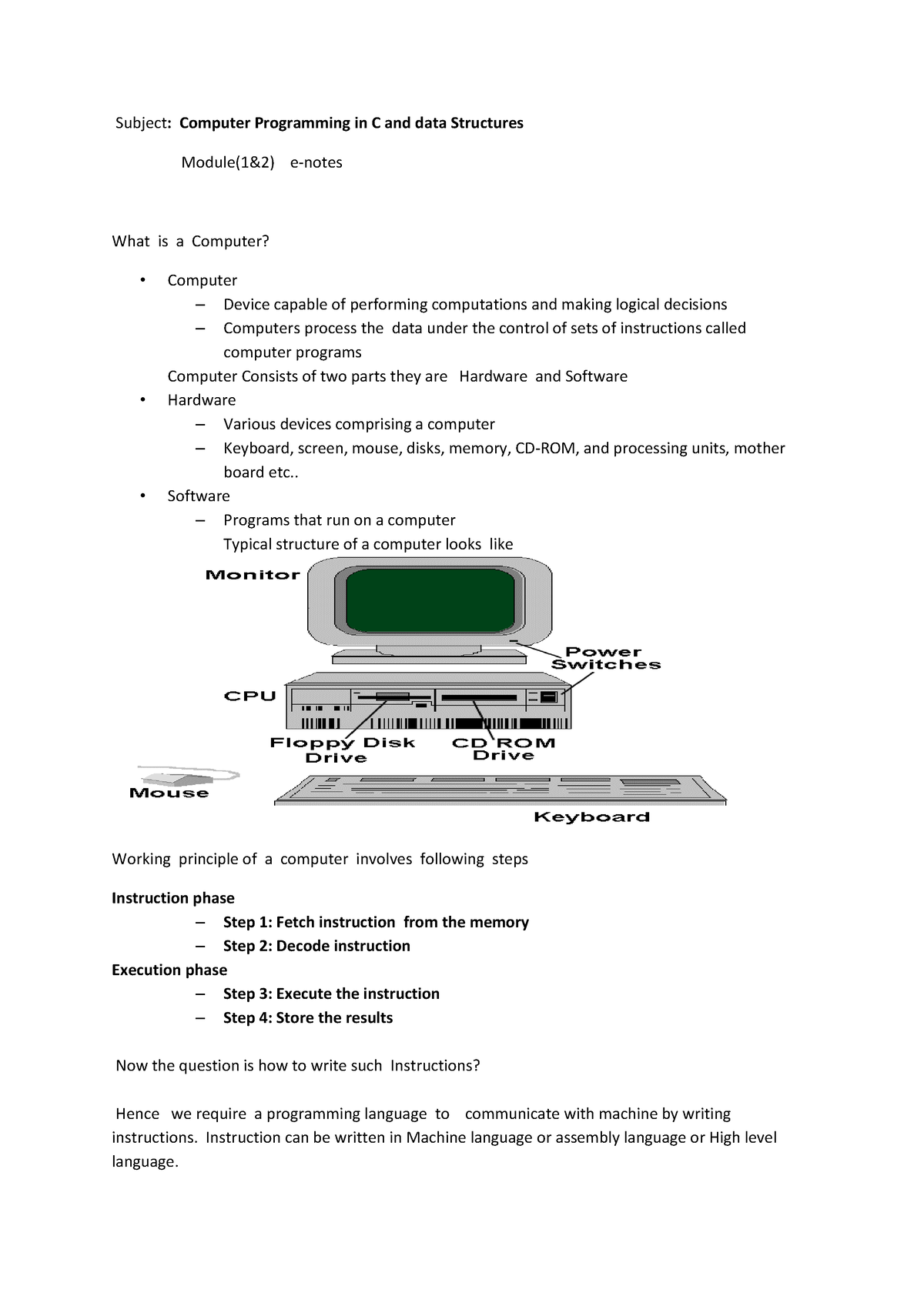 C-programming - Computer Programming in C and Data Structures - Subject ...