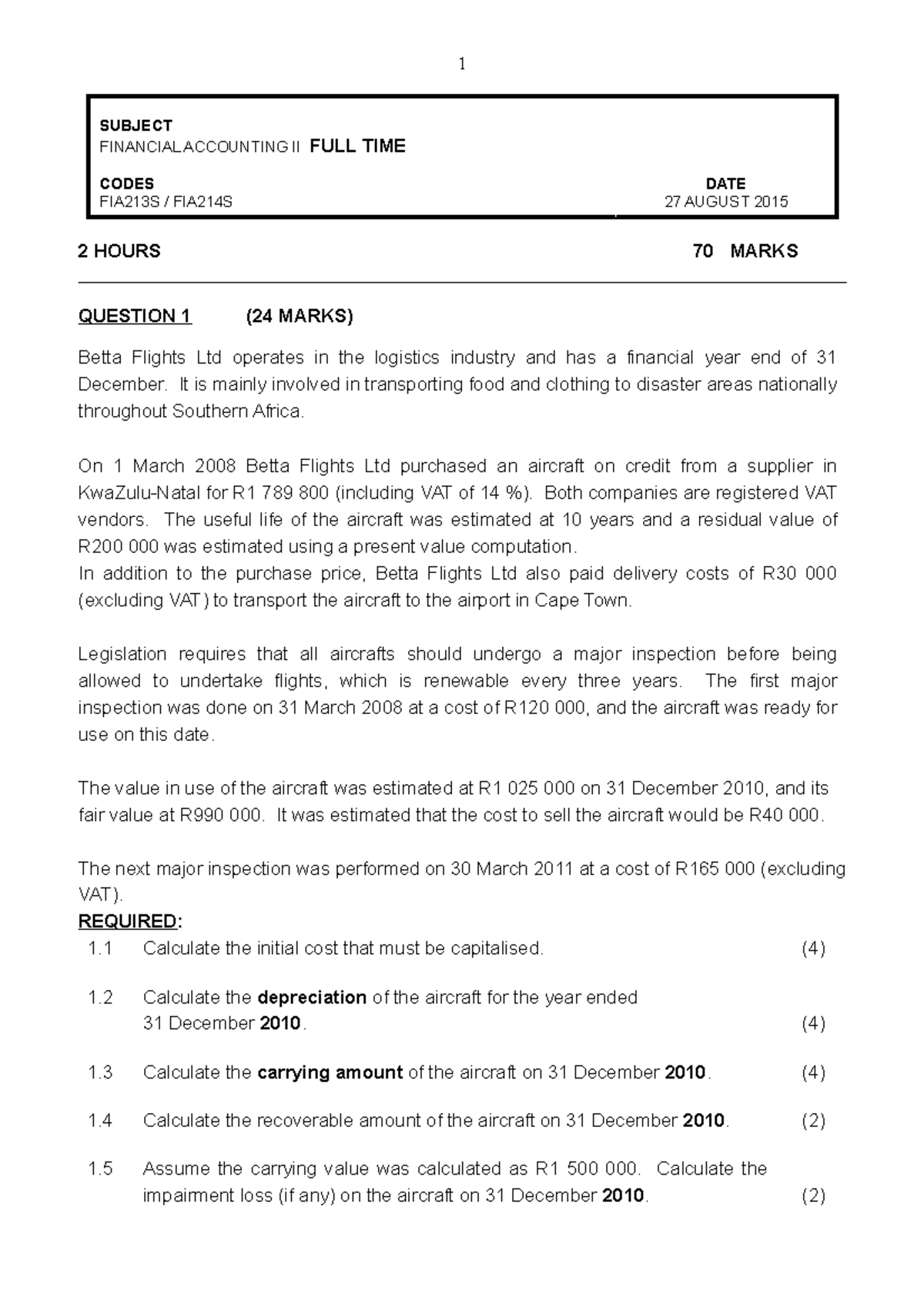 PPE Handout - 27 August 2015 FA2 TEST AND MEMO - SUBJECT FINANCIAL ...