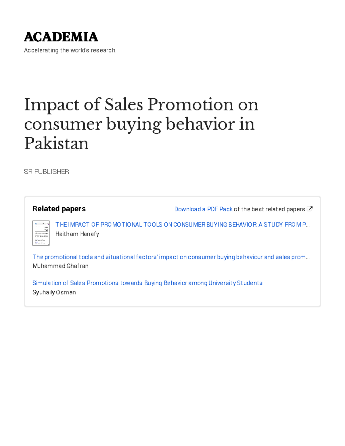 Impact of sales promotion on consumer buying behavior in pakistan-with ...