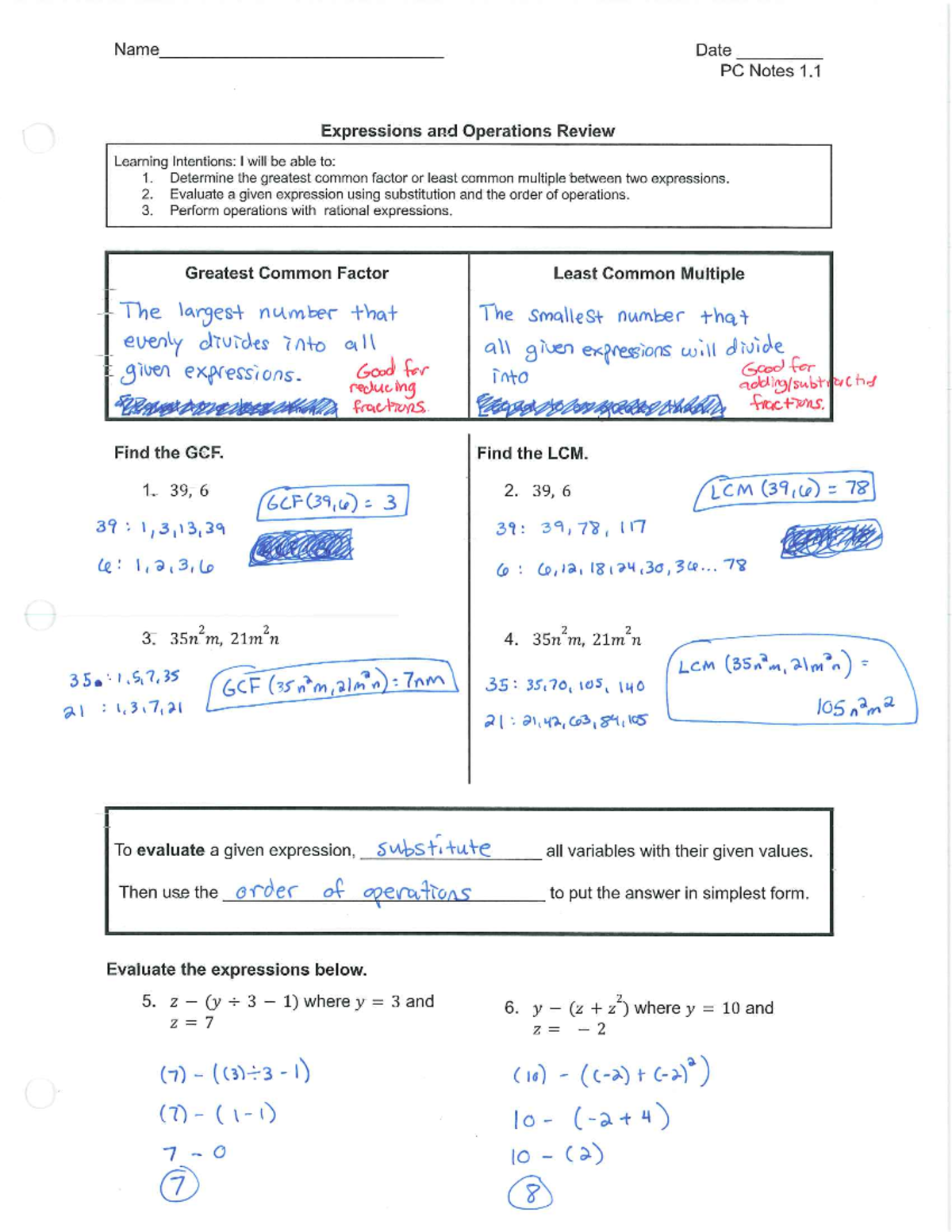 PC+ Notes+1.1 key - MTH 263 - Studocu