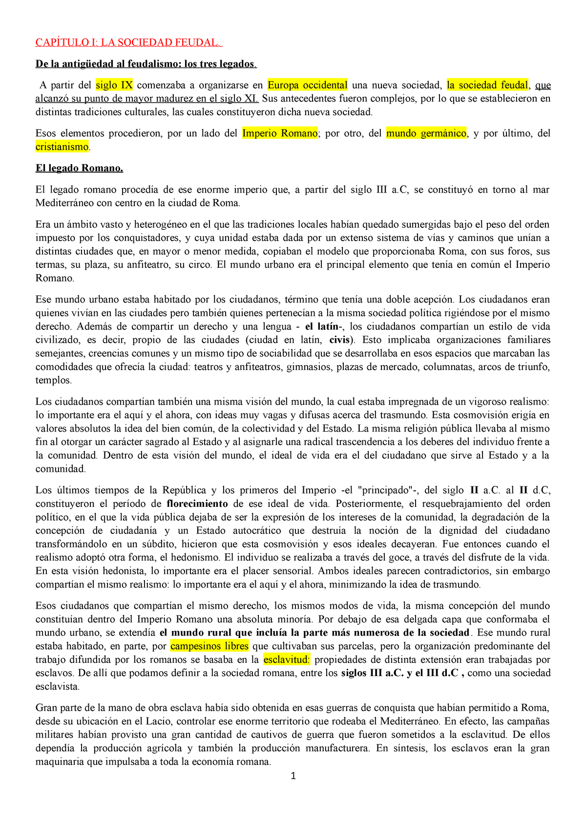 Cap Tulo I Resumen De Historia Cap Cap Tulo I La Sociedad Feudal De La Antig Edad Al