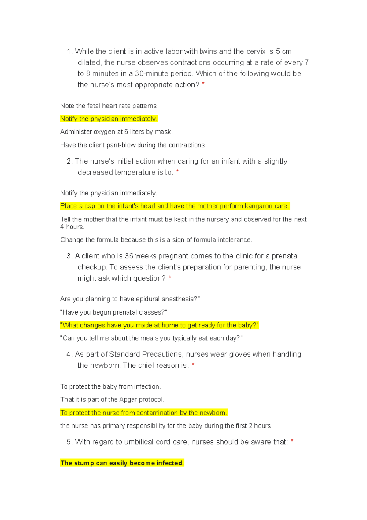 Maternal 2-Chapter 23 - This is a practice questions. - 1. While the ...