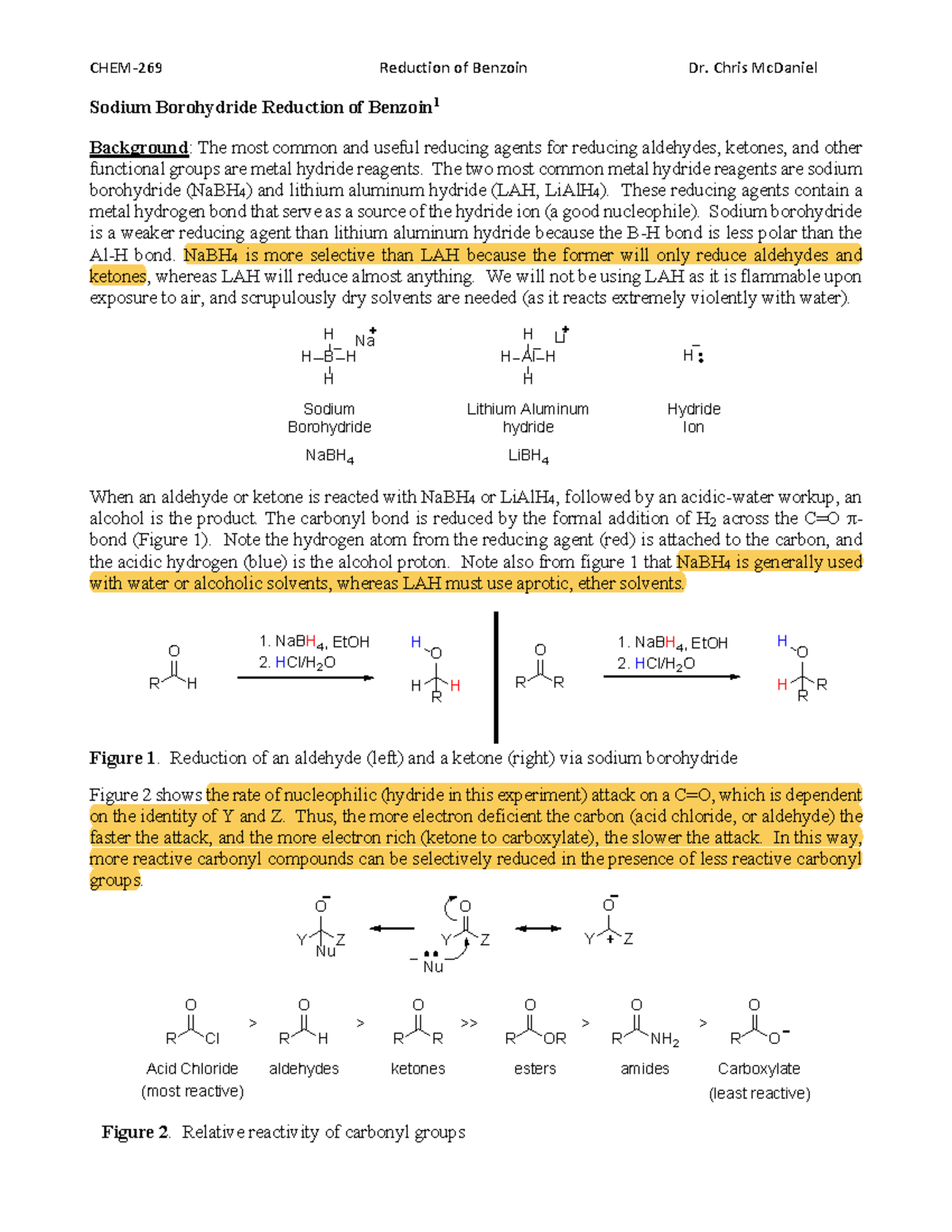 Benzoin - The two most common metal hydride reagents are sodium ...