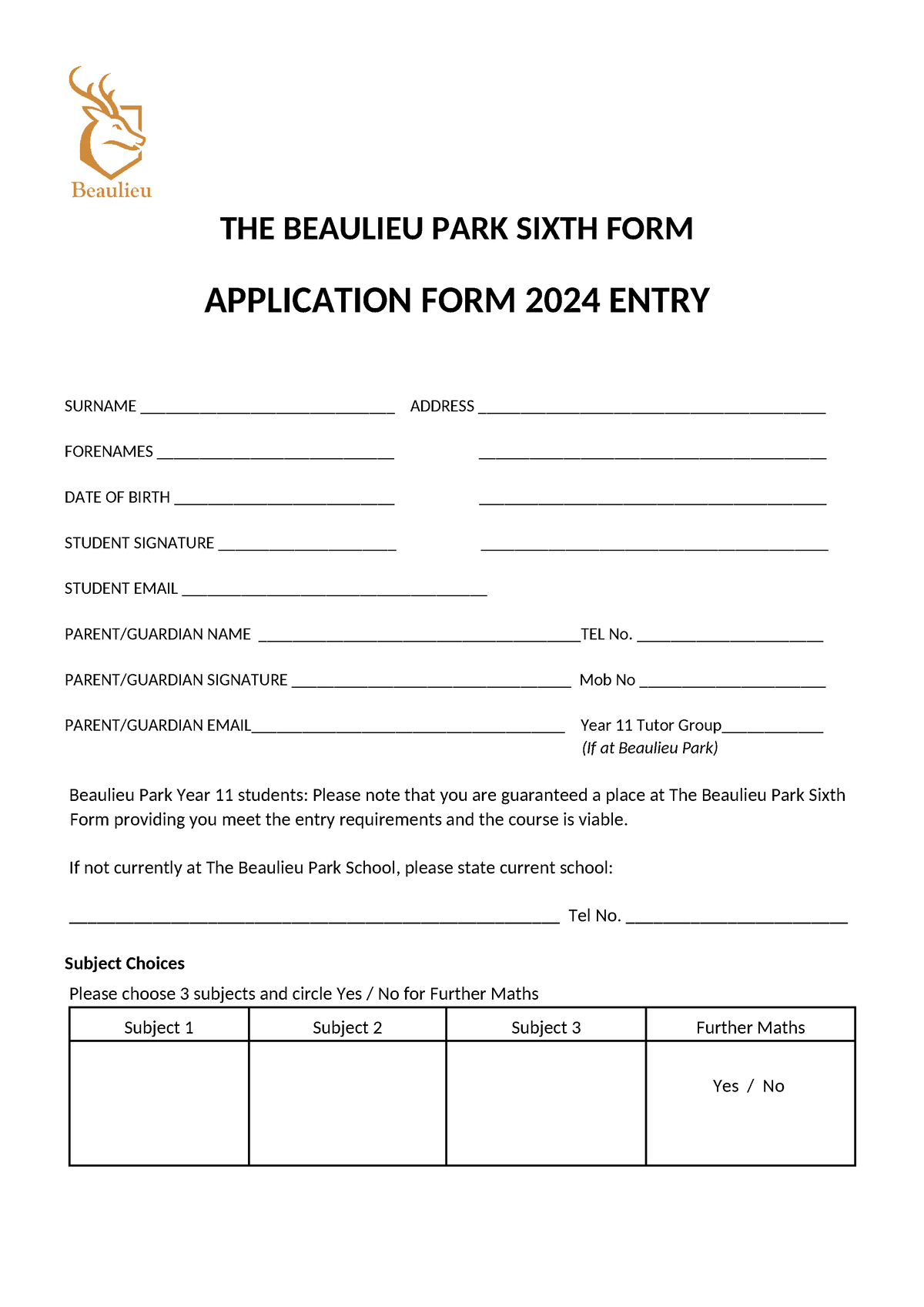 6th Form Application Form 2024 THE BEAULIEU PARK SIXTH FORM   Thumb 1200 1697 