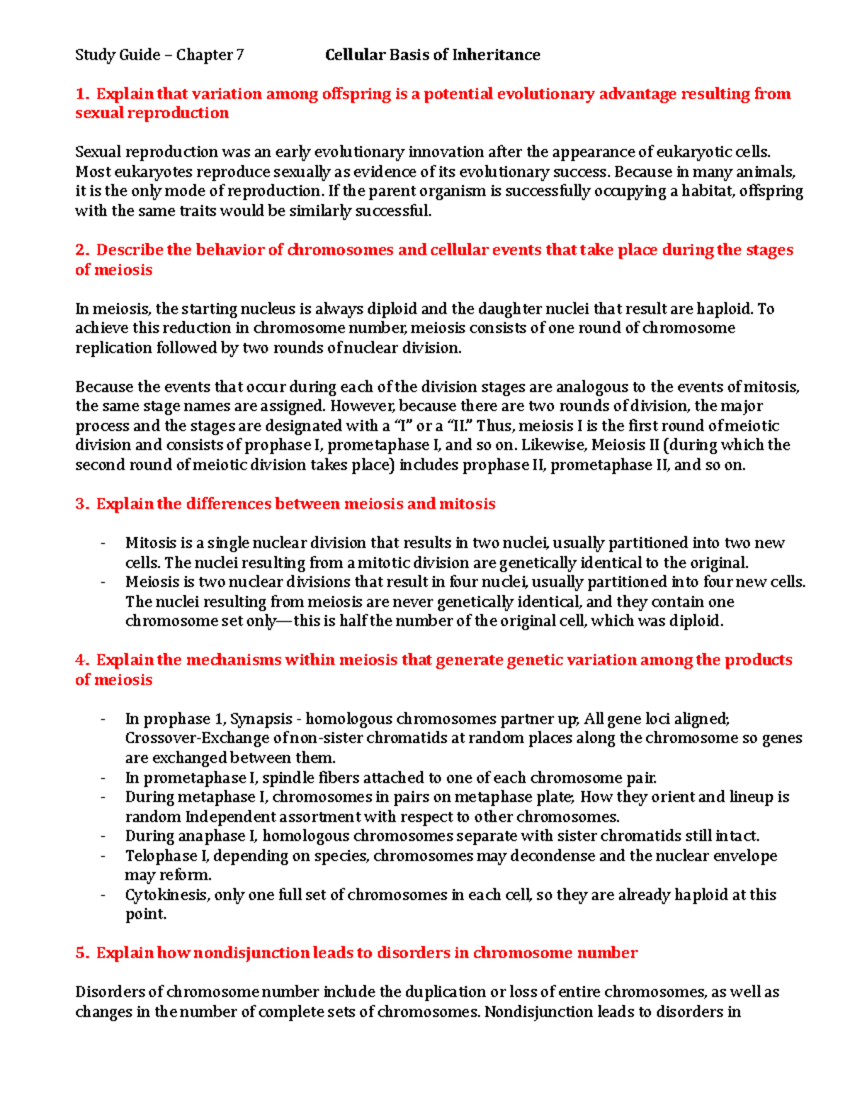 Chapter 7 Study Guide - Professor: Jean Replicon Course: Intro to ...