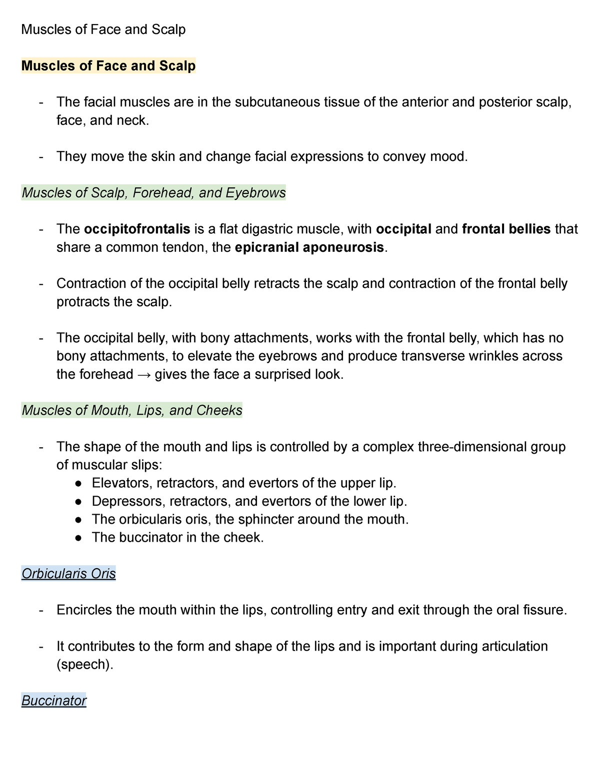 Myology Face and Scalp - Muscles of Face and Scalp Muscles of Face and ...