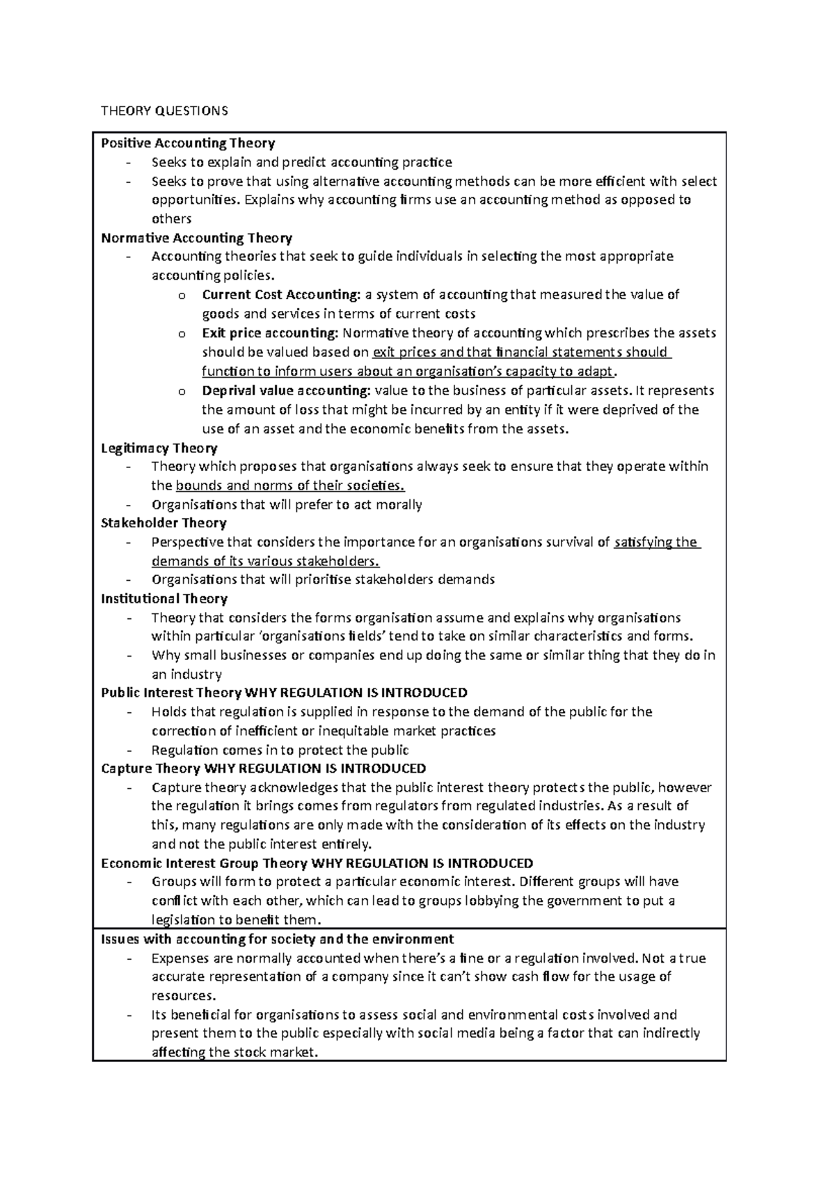 Theory Questions - finals study - THEORY QUESTIONS Positive Accounting ...