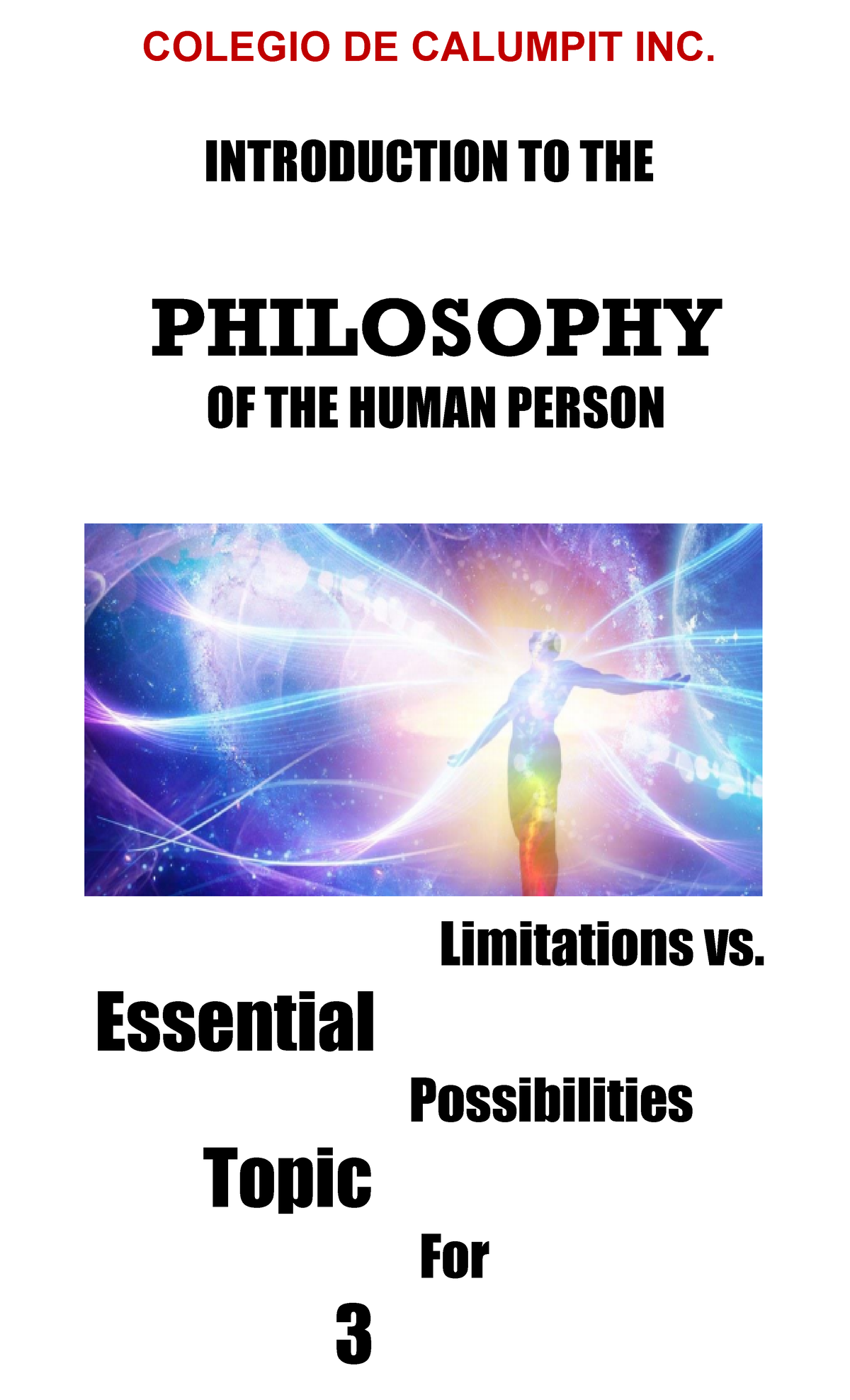 Human Person as an Embodied Spirit - COLEGIO DE CALUMPIT INC ...